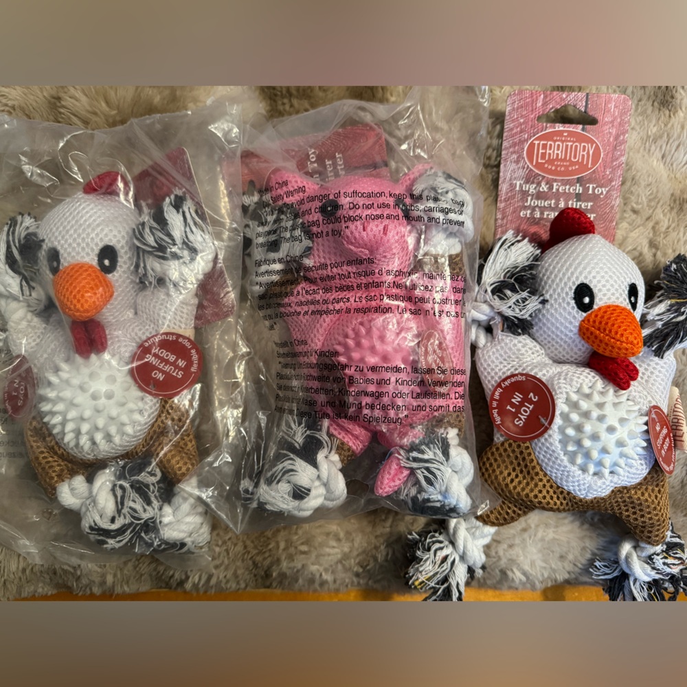 Territory Chicken Dog Toy Set bundle of 3